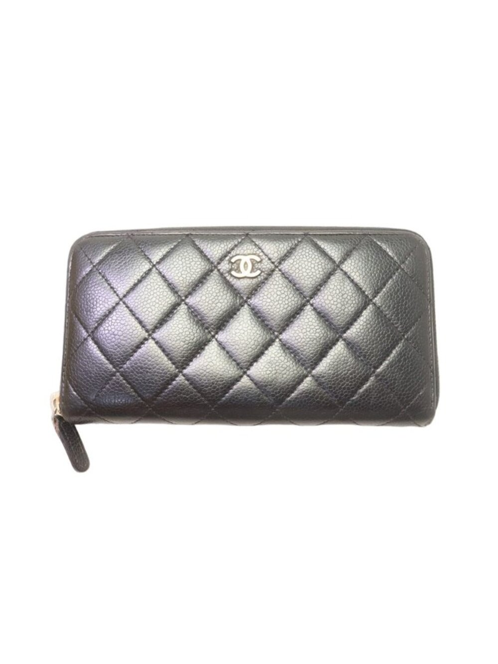 Chanel Quilted Caviar Leather Zip Around Wallet